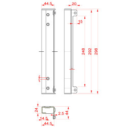 Doraz pre bránku, 292x45x44mm, pravý/ľavý, ZN povrch Doraz pre bránku, 292x45x44mm, pravý/ľavý, ZN povrch